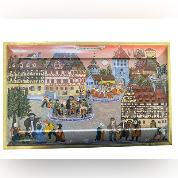 E. Otto Schmidt Collectible Vintage German Christmas Holiday Hinged Tin Box - Picture 1 of 5